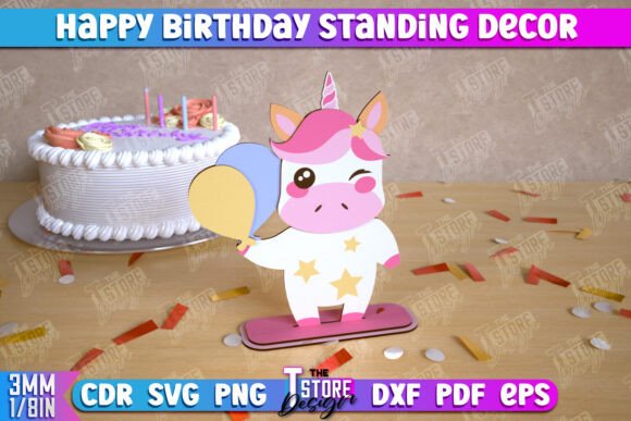 birthday decoration ideas girl baby happy birthday standing decor unicorn printable editable