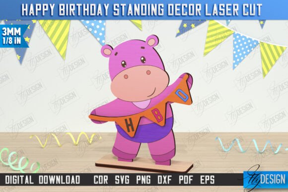 birthday decoration ideas girl baby happy birthday standing decor laser cut printable editable