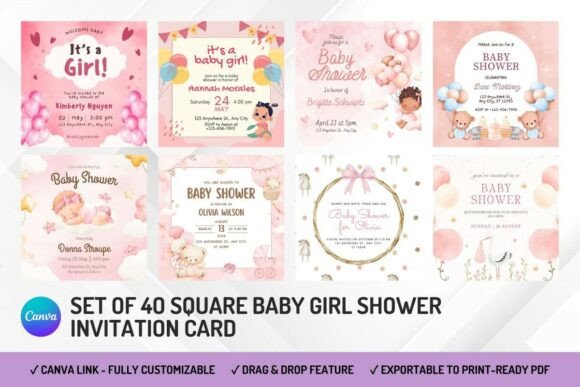 pink girl birthday invitation printable editable 13