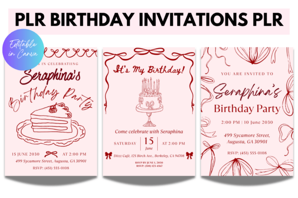 pink girl birthday invitation printable editable 17