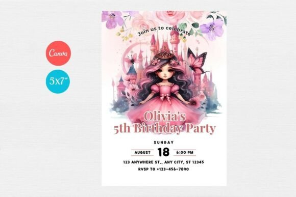 pink girl birthday invitation printable editable 19