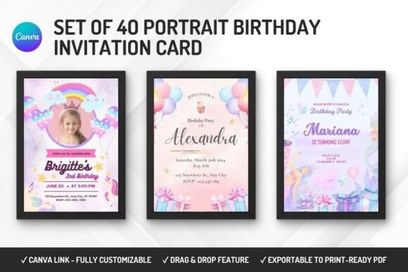 pink girl birthday invitation printable editable 24
