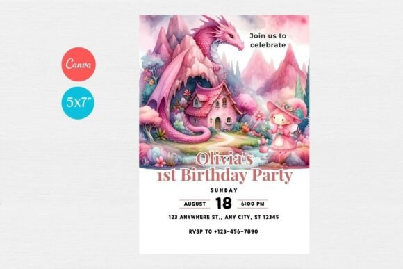 pink girl birthday invitation printable editable 30