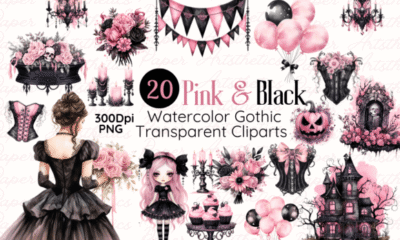 gothic birthday aesthetic clipart printable editable 1