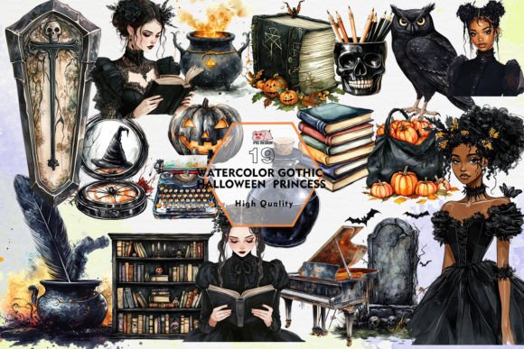 gothic birthday aesthetic clipart printable editable 6