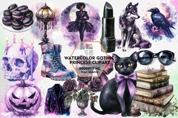 gothic birthday aesthetic clipart printable editable 9