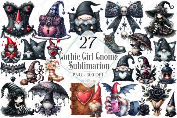 gothic birthday aesthetic clipart printable editable 13