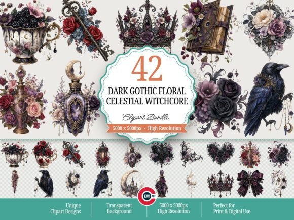 gothic birthday aesthetic clipart printable editable 14
