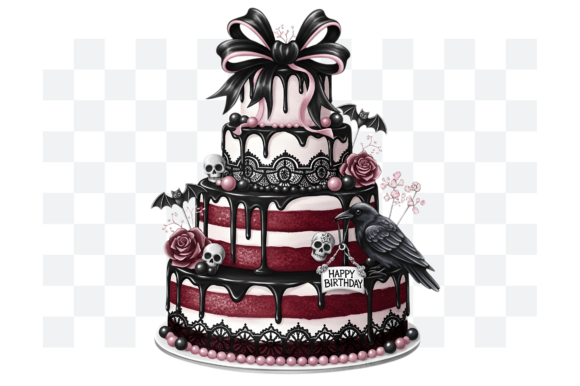 gothic birthday aesthetic clipart printable editable 19
