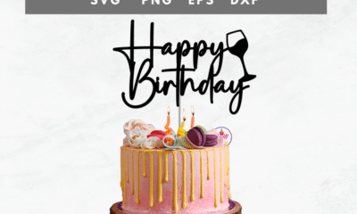 gothic birthday cake topper design printable editable 1