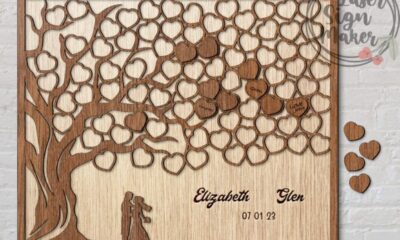 laser cut birthday guest book signing board svg printable editable