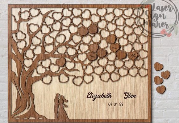 laser cut birthday guest book signing board svg printable editable