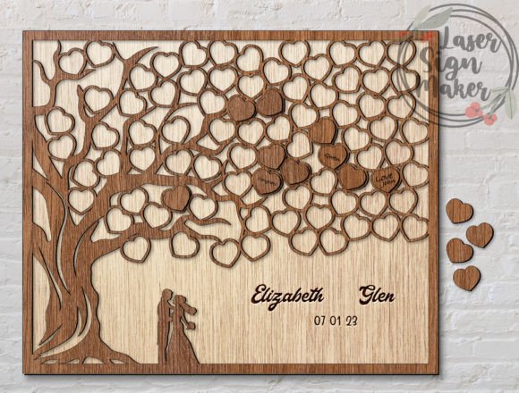 laser cut birthday guest book signing board svg printable editable
