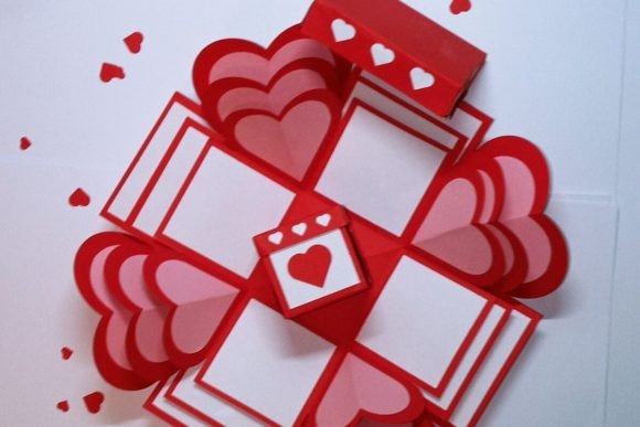 birthday heart pop up card svg printable editable