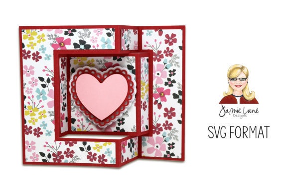Scallop Heart Fancy Fold Card printable editable