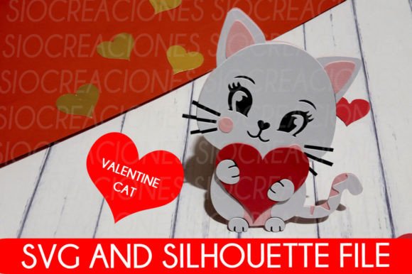 Valentine Cat, Love, Heart, SVG printable editable
