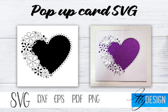 Lace Heart Pop Up Card by flydesignsvg printable editable