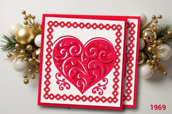 Mother's Day Heart Layer Card SVG 1969 printable editable