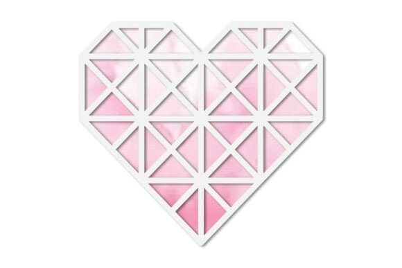 Layered Geometric Low Poly Cutout Heart printable editable
