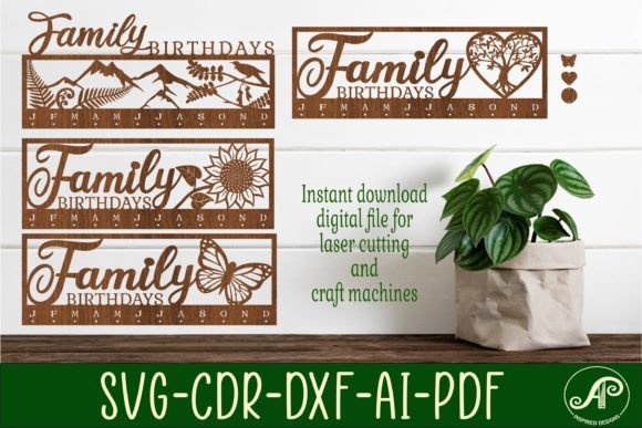 laser cut birthday wall decor design printable editable 3