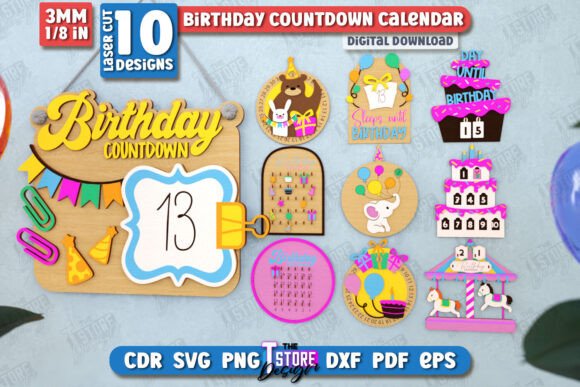 laser cut birthday wall decor design printable editable 10