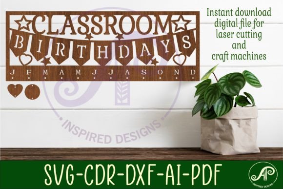 laser cut birthday wall decor design printable editable 12