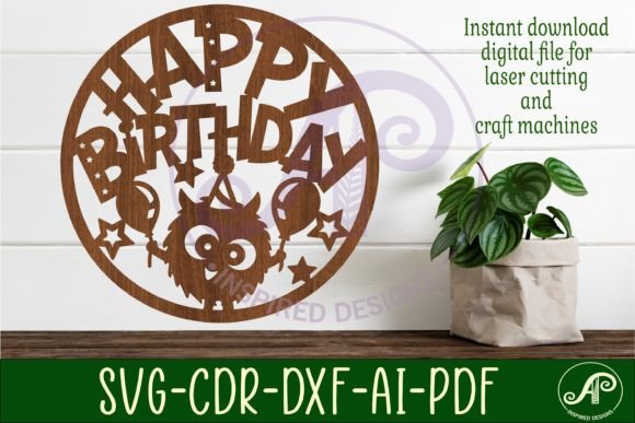 laser cut birthday wall decor design printable editable 14