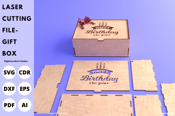 birthday laser cut box svg printable editable