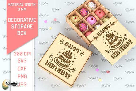 birthday laser cut box svg printable editable