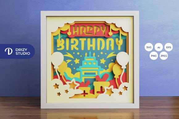 birthday laser cut box svg printable editable
