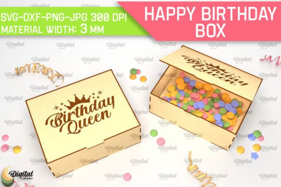 birthday laser cut box svg printable editable