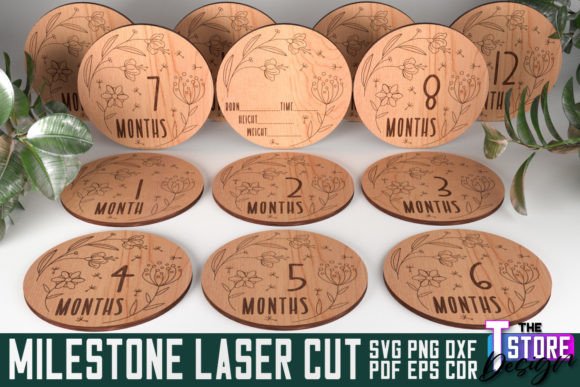 baby milestone card laser cut svg printable editable