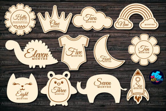 baby milestone card laser cut svg printable editable