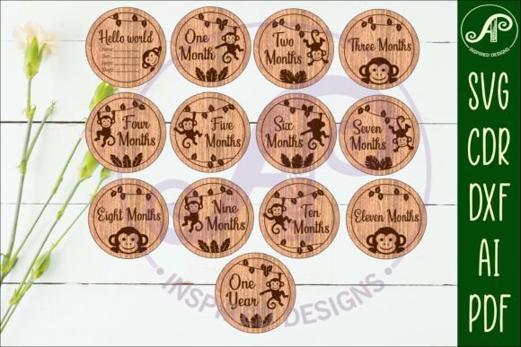 baby milestone card laser cut svg printable editable
