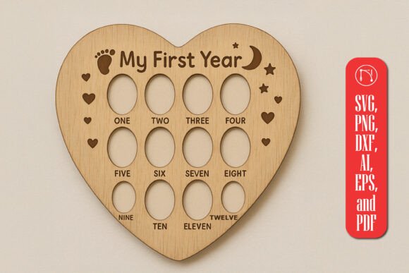 baby milestone card laser cut svg printable editable