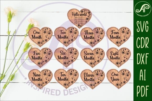 baby milestone card laser cut svg printable editable