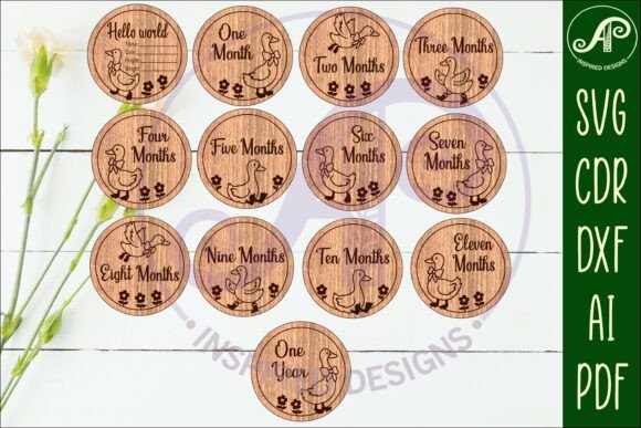baby milestone card laser cut svg printable editable