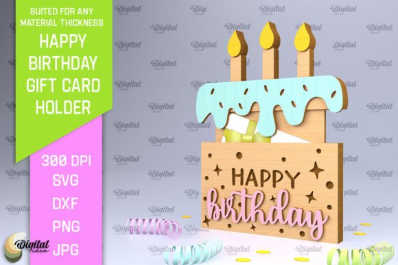laser cut birthday money gift card holder svg printable editable