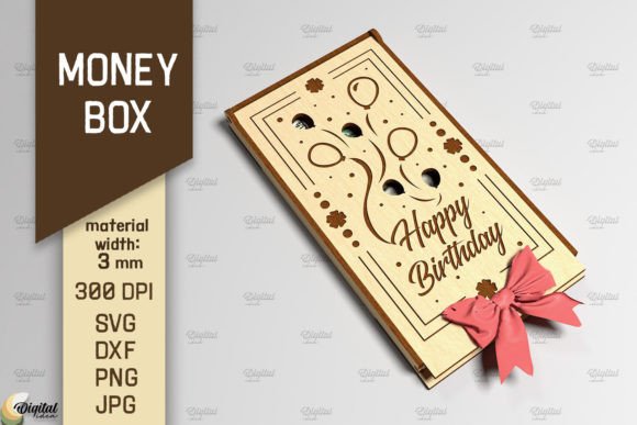 3D Money Box. Cash Gift Box Laser Cut printable editable
