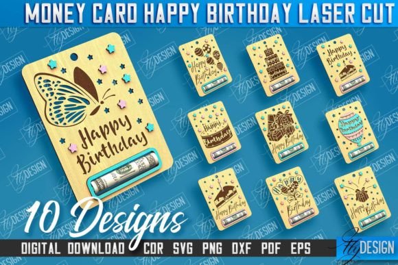 Birthday Money Card Laser Cut Bundle printable editable