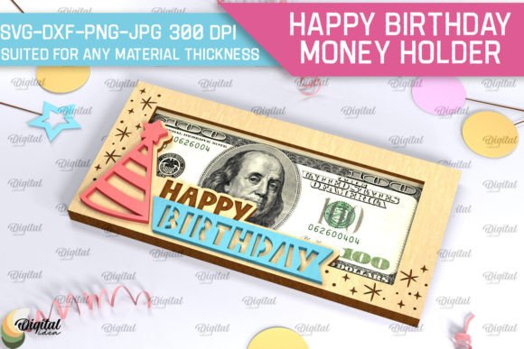 Happy Birthday Money Holder Laser Cut printable editable