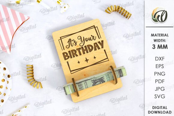 3D Money Holder Laser Cut printable editable