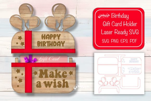 Birthday Gift Card Holder Laser Cut Svg printable editable