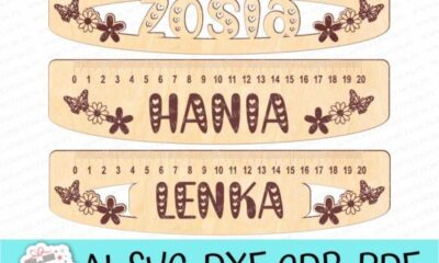 laser cut birthday name sign monogram svg printable editable