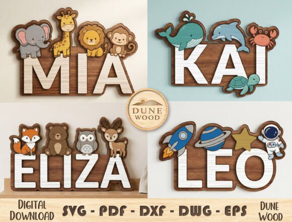 laser cut birthday name sign monogram svg printable editable