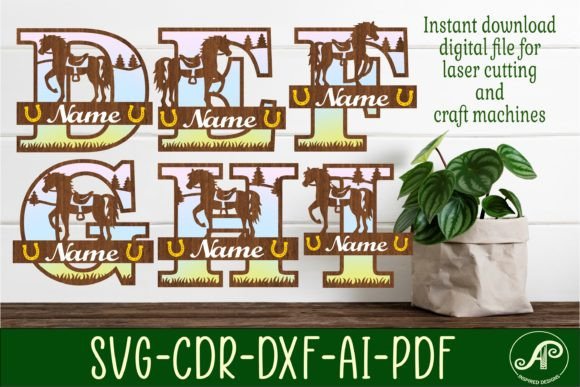 laser cut birthday name sign monogram svg printable editable