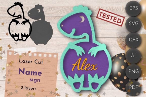 laser cut birthday name sign monogram svg printable editable