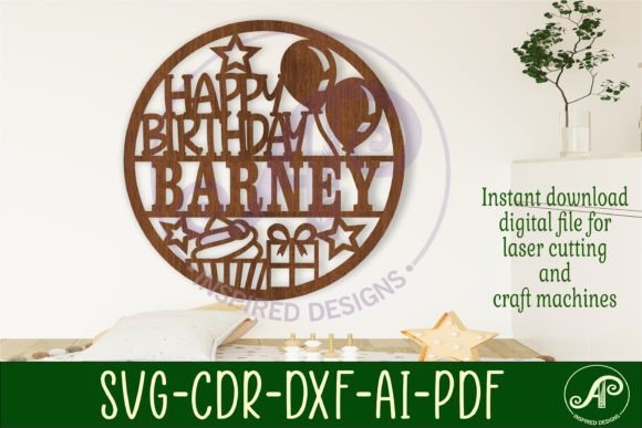 laser cut birthday name sign monogram svg printable editable