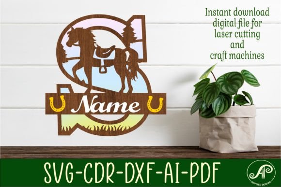 laser cut birthday name sign monogram svg printable editable