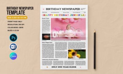 birthday newspaper template printable editable